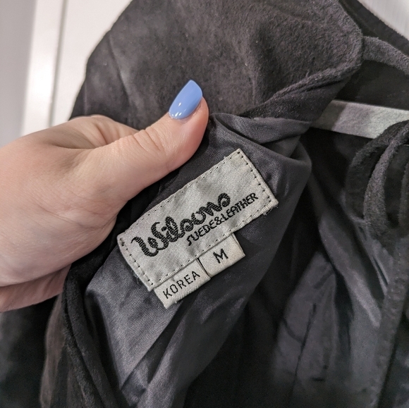 Vintage 80s Wilson's Genuine Leather Button Detail Low Back Midi Dress Size M - Picture 3 of 10